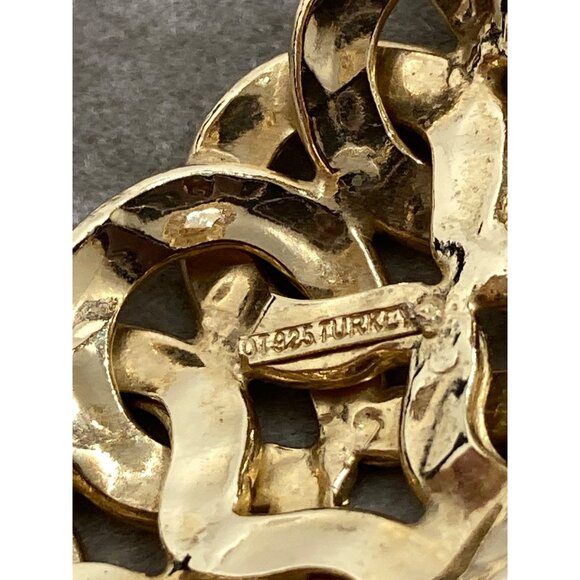 Gold Coated Sterling Silver Filigree Weave Wide Bangle Bracelet Turkey - Picture 11 of 11